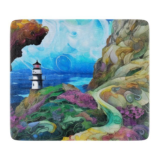 lighthouse over looking the Sea Cutting Board (Front)