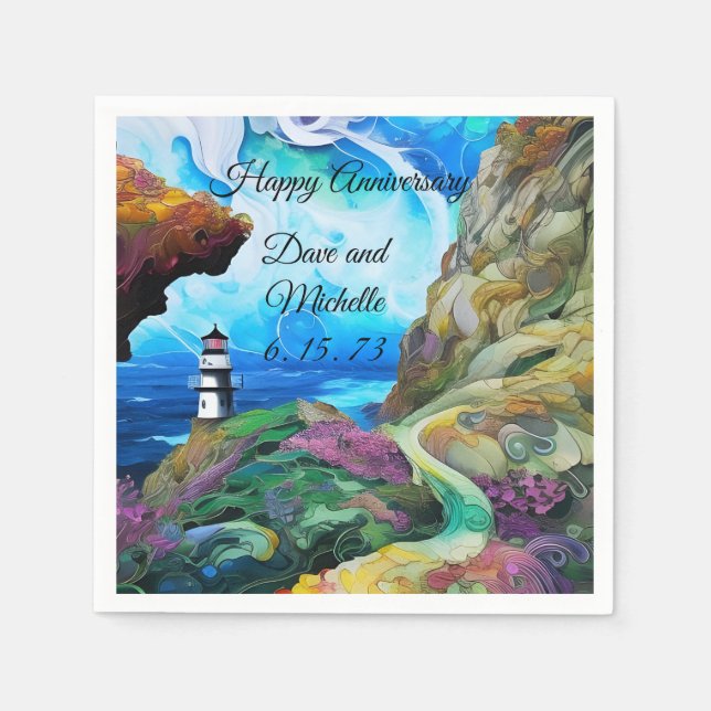 Lighthouse over looking the Sea Napkin (Front)