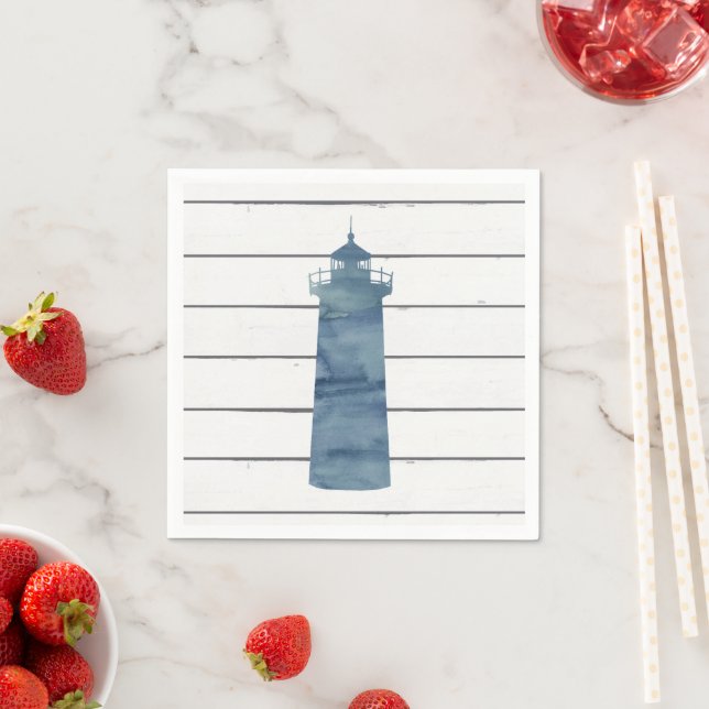 Lighthouse Painting Shiplap Coastal Paper Napkin (Insitu)