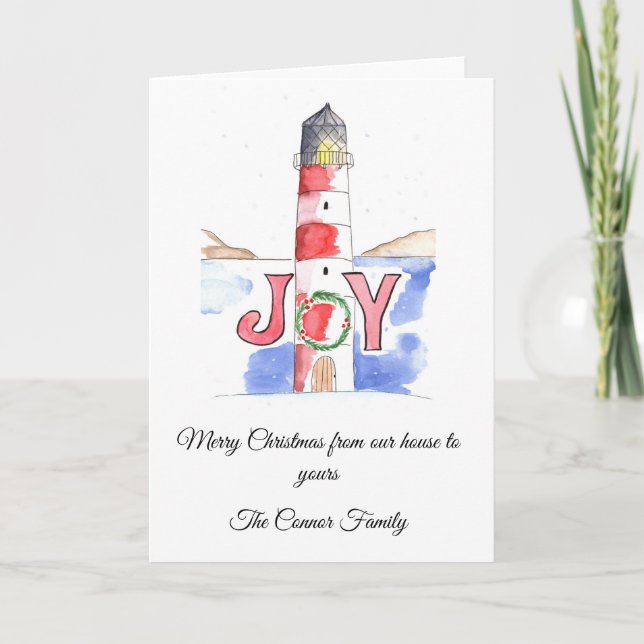 Lighthouse Personalized Christmas Card (Front)