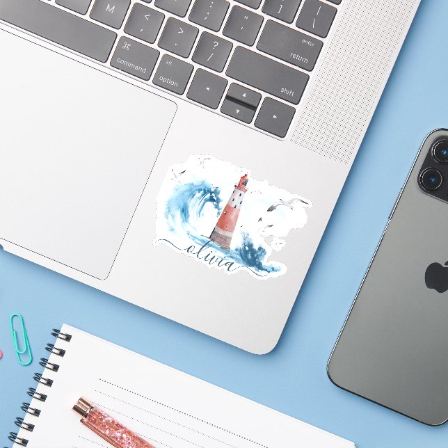 Lighthouse Personalized Monogram Ocean  (Laptop w/ iPhone)