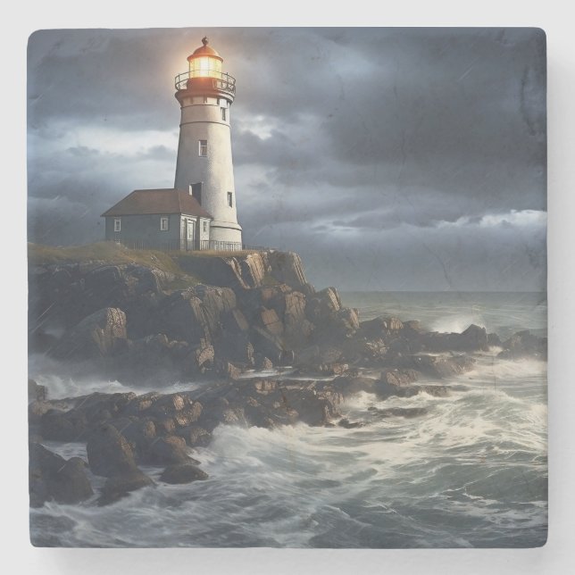 Lighthouse Photo Art Stone Coaster (Front)