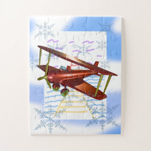 Lighthouse Pier Biplane Blue Waves  Jigsaw Puzzle