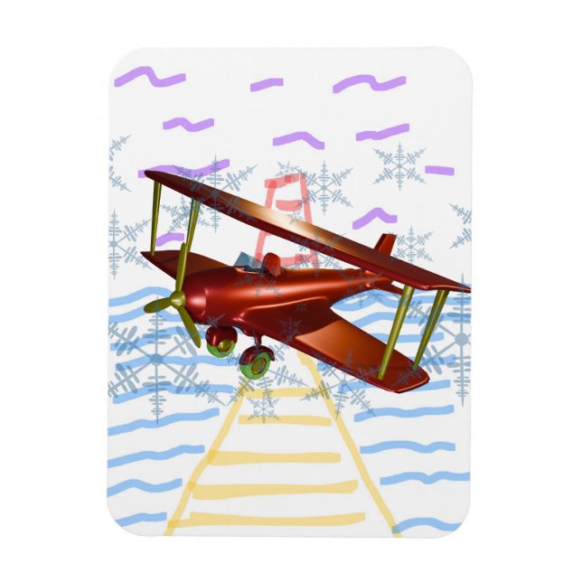 Lighthouse Pier Biplane Blue Waves  Magnet (Vertical)