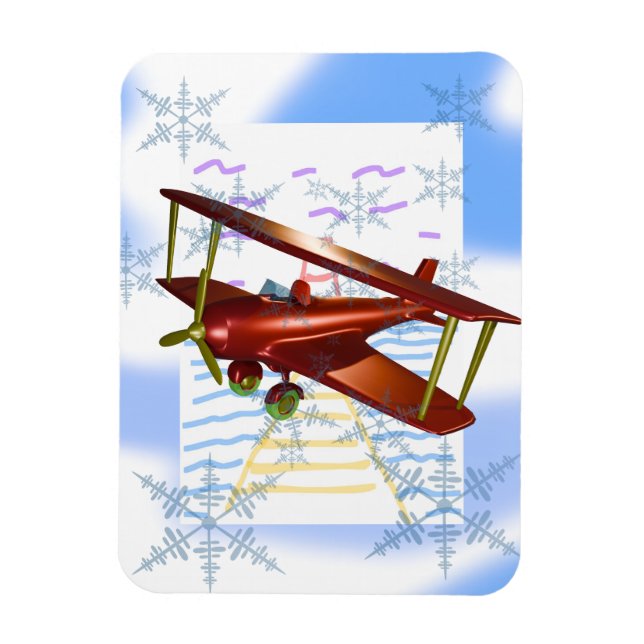 Lighthouse Pier Biplane Blue Waves  Magnet (Vertical)
