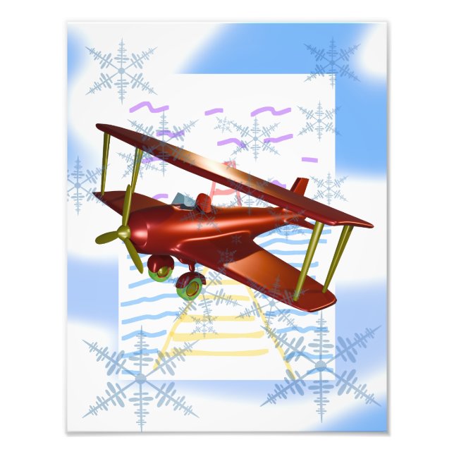 Lighthouse Pier Biplane Blue Waves  Photo Print (Front)