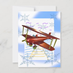 Lighthouse Pier Biplane Blue Waves Postcard