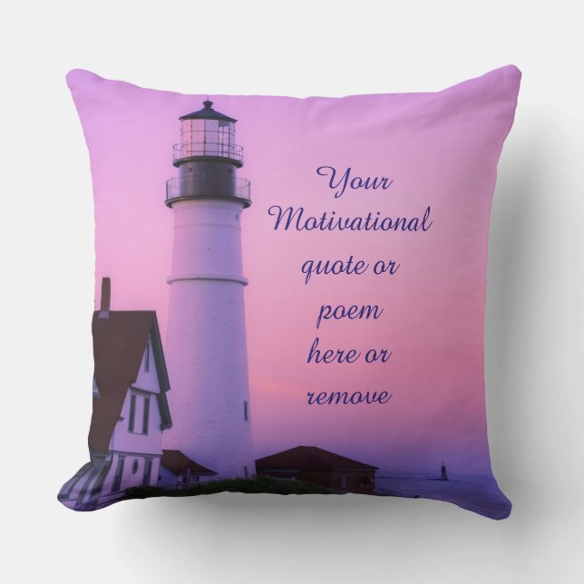 Lighthouse Pink Sky Throw Pillow (Front)