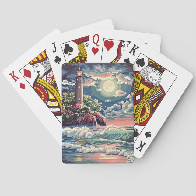 Lighthouse playing cards custom design painting (Back)