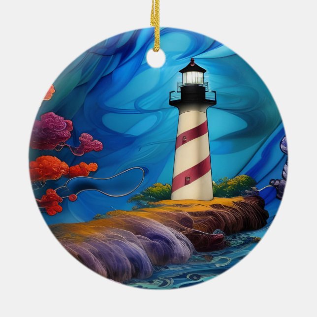 Lighthouse Point  Ceramic Ornament (Back)
