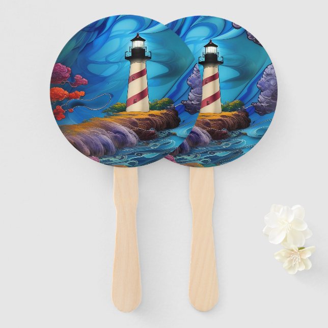 Lighthouse Point  Hand Fan (Front and Back)
