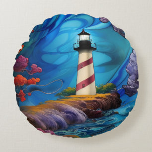 Lighthouse Point Round Pillow