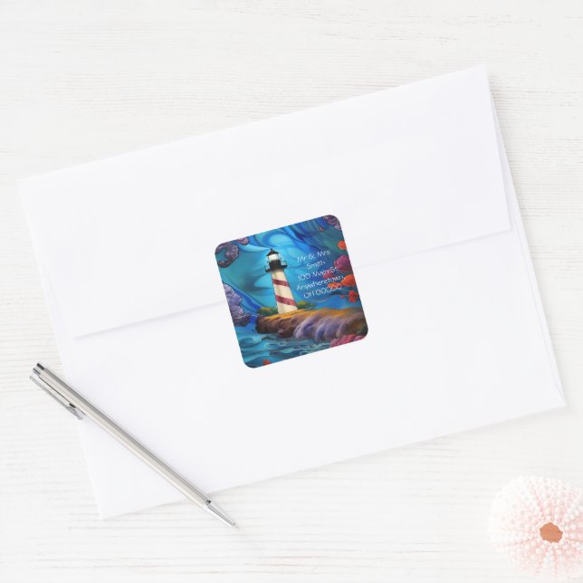 Lighthouse Point Square Sticker (Envelope)