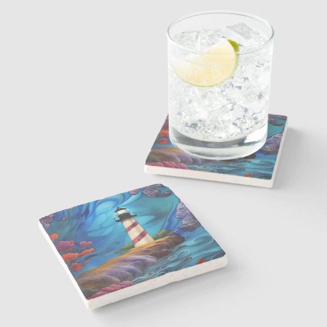 Lighthouse Point Stone Coaster (Side)