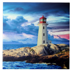 Lighthouse R - Large Ceramic Tile