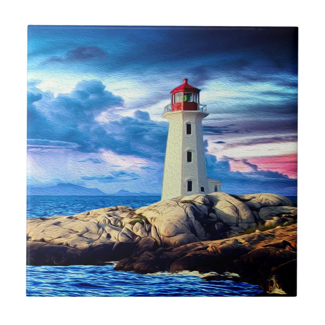 Lighthouse R - Small Ceramic Tile (Front)