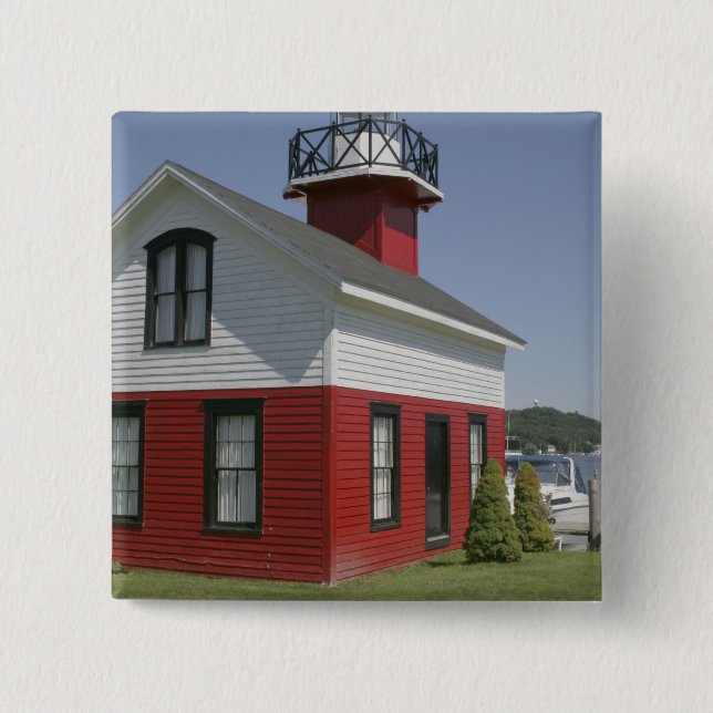 Lighthouse relocated shore in Douglas near 2 Inch Square Button (Front)