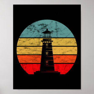 Lighthouse Retro Vintage Beach Boating Seaside Lif Poster
