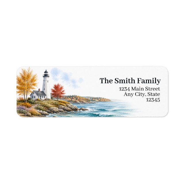 Lighthouse Return Address Labels | Coastal Fall (Front)