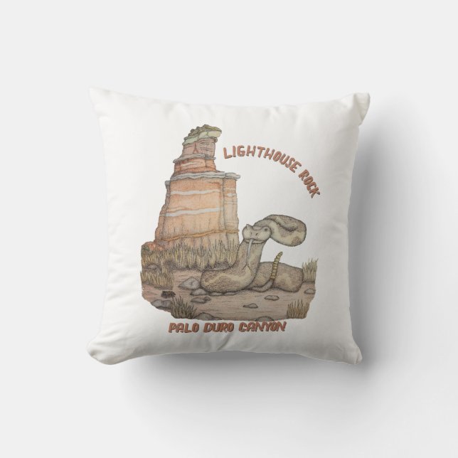 Lighthouse Rock Rattlesnake Throw Pillow (Front)