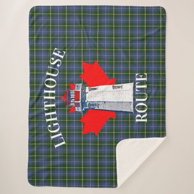 Lighthouse route Peggy's cove Nova Scotia Tartan Sherpa Blanket (Front)