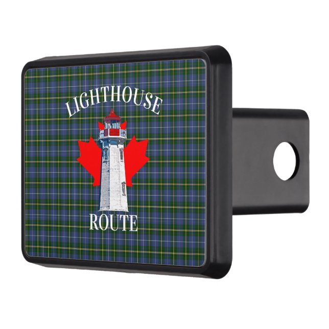 Lighthouse Route Peggy's Cove Nova Scotia tartan Trailer Hitch Cover (Left)