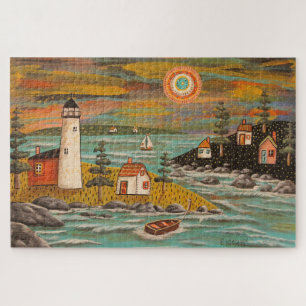 Lighthouse Sail Jigsaw Puzzle by Karla Gerard