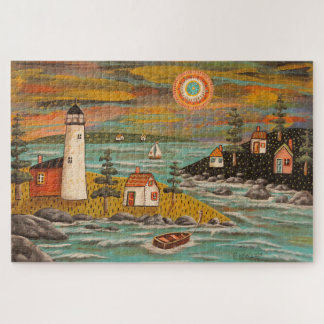 Lighthouse Sail Jigsaw Puzzle by Karla Gerard