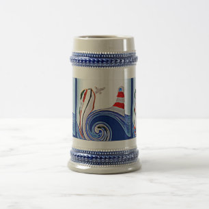 Lighthouse Sailing Boat Nautical Beer Stein