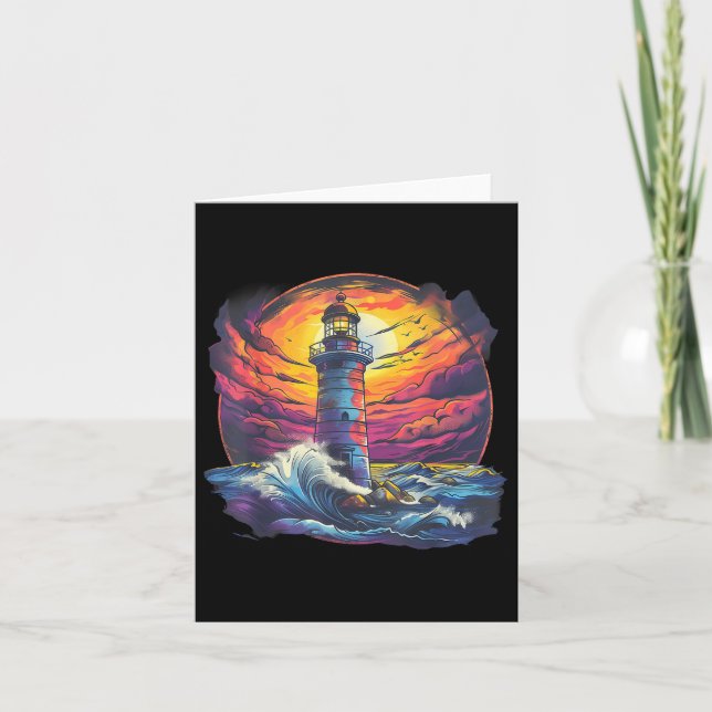 Lighthouse Sailing Sea Beach Boating Seaside House Card (Front)