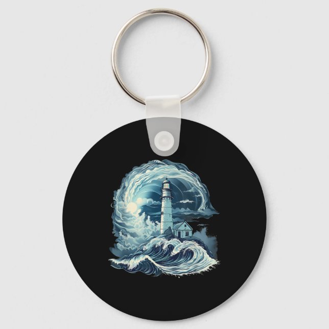 Lighthouse Sailing Sea Beach Boating Seaside House Keychain (Front)