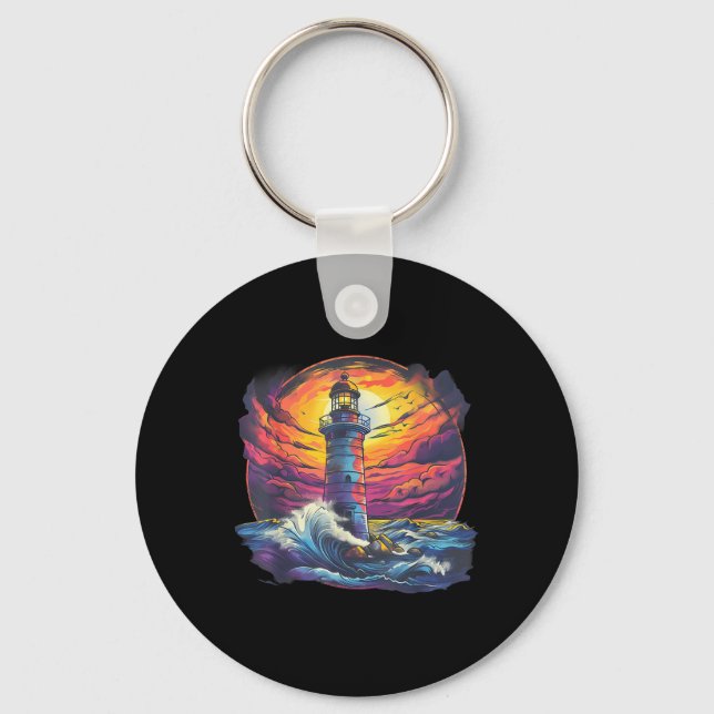 Lighthouse Sailing Sea Beach Boating Seaside House Keychain (Front)