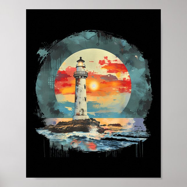 Lighthouse Sailing Sea Beach Boating Seaside House Poster (Front)
