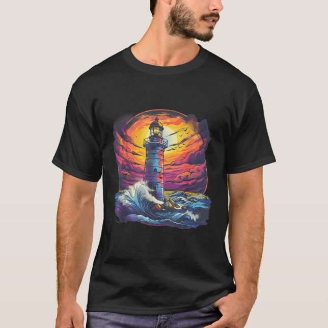 Lighthouse Sailing Sea Beach Boating Seaside House T-Shirt (Front)