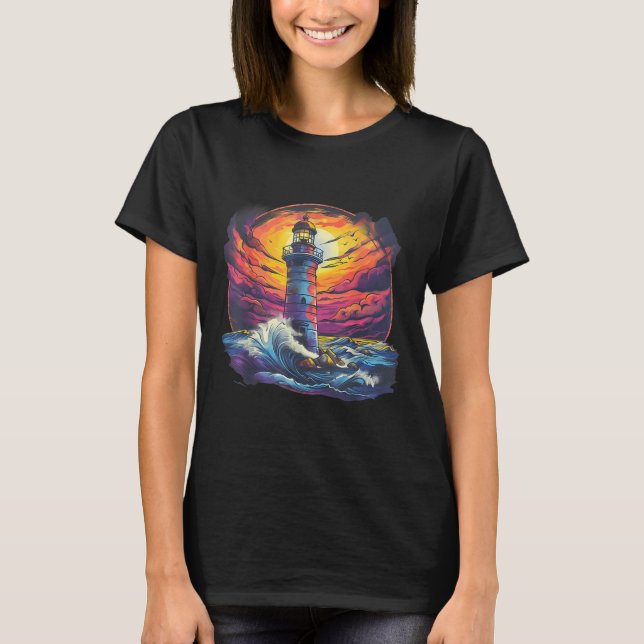 Lighthouse Sailing Sea Beach Boating Seaside House T-Shirt (Front)