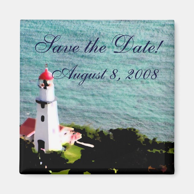 Lighthouse save the date magnet (Front)