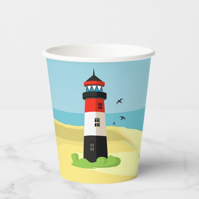 Lighthouse Scene Design Paper Cup (Front)