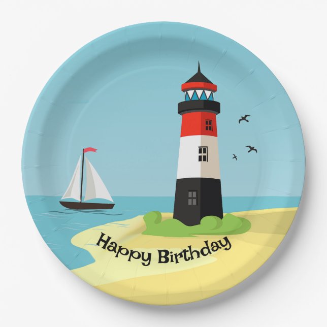 Lighthouse Scene Design Paper Plate (Front)