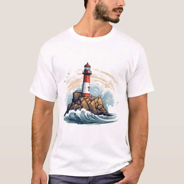 Lighthouse Seacoast Beauty Nature Ocean Discovery T-Shirt (Front)