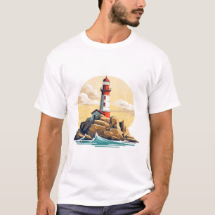 Lighthouse Seacoast Beauty Nature Ocean Discovery T-Shirt