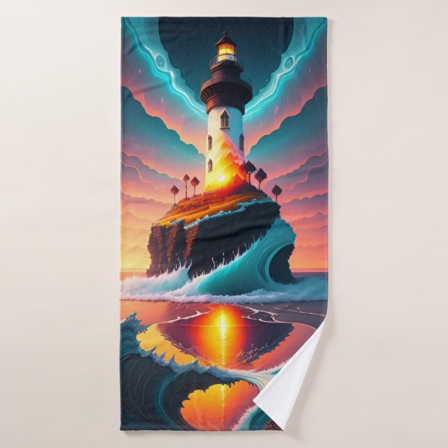 Lighthouse Seascape Bath Towel (Bath Towel)