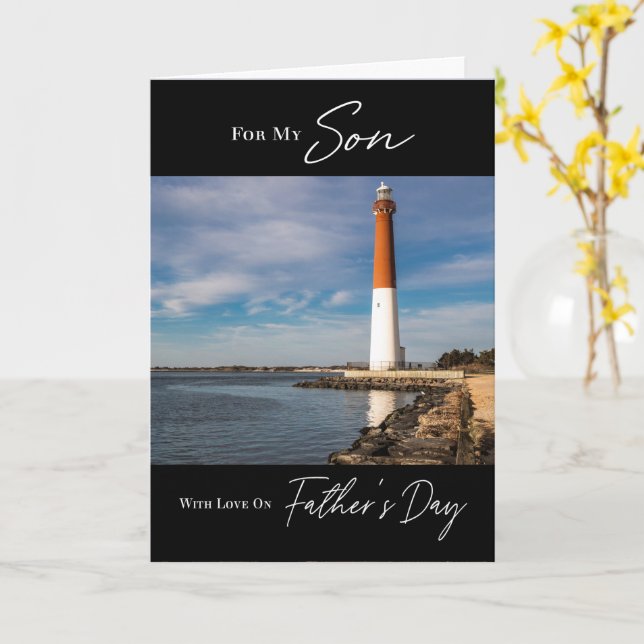 Lighthouse Seascape Father's Day for Son Card (Yellow Flower)