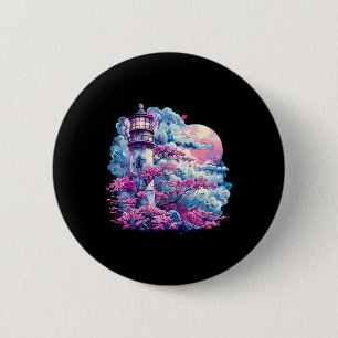 Lighthouse Seaside House Sailing Sea Beach Boating 2 Inch Round Button
