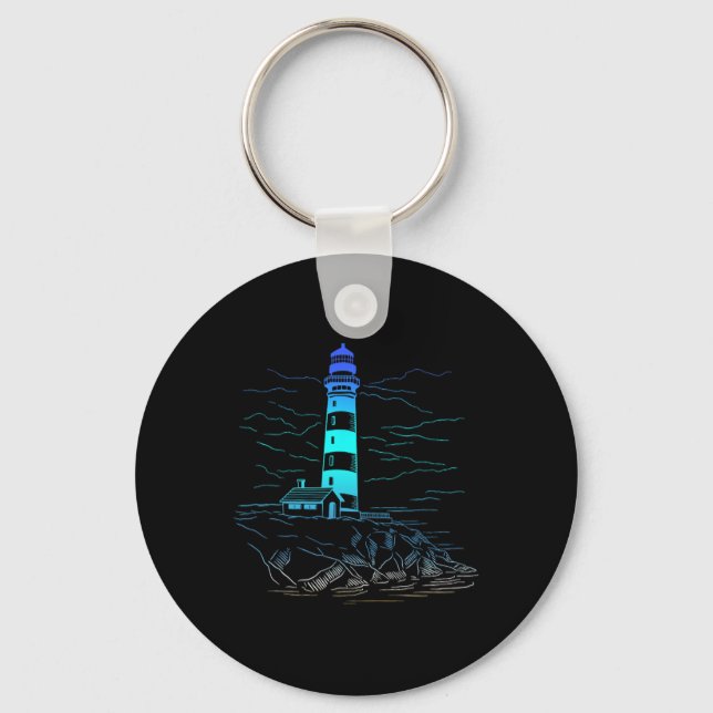 Lighthouse Seaside House Sailing Sea Beach Life Bo Keychain (Front)