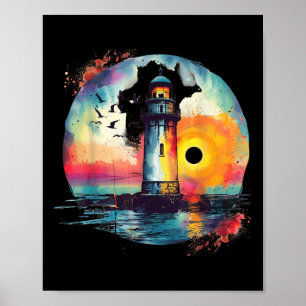 Lighthouse Seaside House Sailing Sea Boating Light Poster