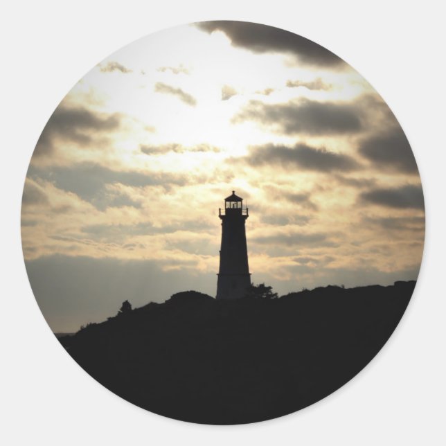 Lighthouse Silhouette Classic Round Sticker (Front)