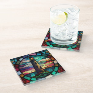 Lighthouse Square Glass Coaster