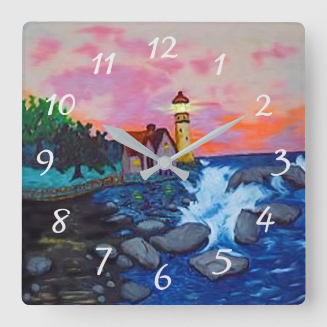 Lighthouse Square Wall Clock (Front)