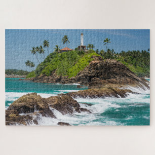 Lighthouse Sri Lanka Tropical Palm Beach Seascape Jigsaw Puzzle