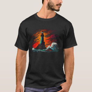 Lighthouse stormy waves beautiful  watercolour art T-Shirt